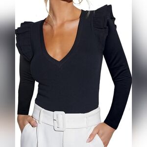 Ezbelle XL Ruffle Shoulder Knit Top – 2026 New Release